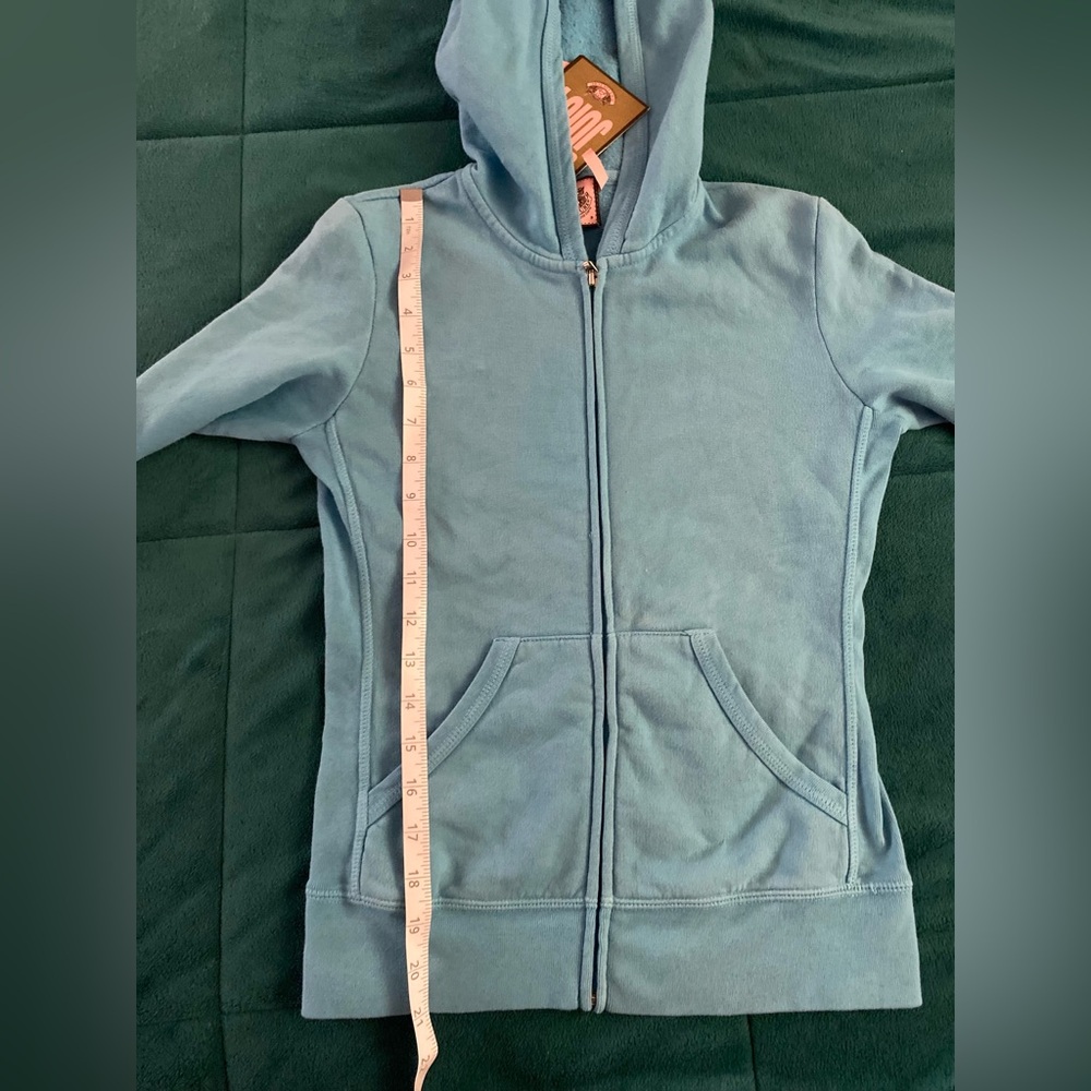 New With Tags! Juicy Couture Blue Embellished Fleece Zip Up Hoodie. Size XS - Picture 6 of 6